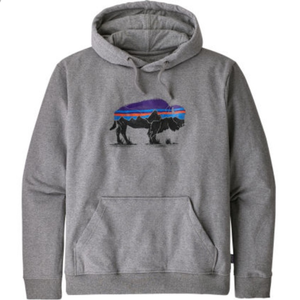 Patagonia M's Fitz Roy Bison Uprisal Mid weight Hoody - Gravel Heather